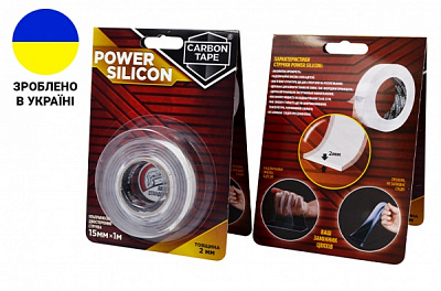 Двусторонняя клейкая лента CARBON TAPE Power Silicon 15 мм 2 мм 1 м прозрачный