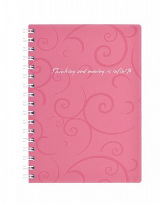 Книга для нотаток на пружині Barocco А6 80 аркушів клітинка рожевий, пластикова обкладинка BM.2589-610 Buromax