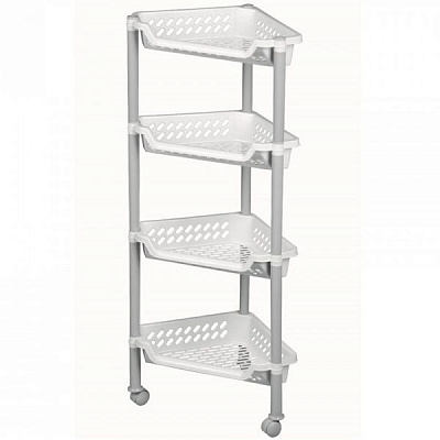 Етажерка пластикова Plast Team 1253.1 кутова на колесах 4 яруси 940x260x390 мм