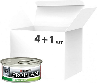 Консерва Purina Pro Plan Sterilised паштет с тунцом и лососем 5х85 г