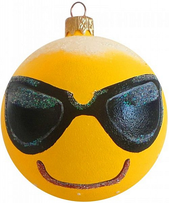 Шар стеклянный Смайлик 3 d80 К-954-80 желтый