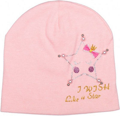 Шапочка дитяча для дівчинки Kraft 302-Т р.48-50 світло-персиковий