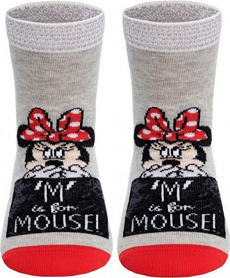 Шкарпетки дитячі Conte-Kids Disney Мінні Маус 353 17С-126СПМ р.16 сірий червоний з малюнком