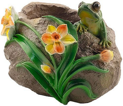 Кашпо декоративне Decoline Жаба з квітами - 2