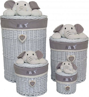 Корзинка плетеная Tony Bridge Basket с текстилем детская 28х22 см JMN20-1RD-3