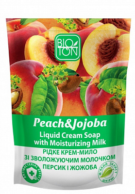 Крем-мило Bioton Персик і Жожоба з гліцерином і зволожуючим молочком 450 мл