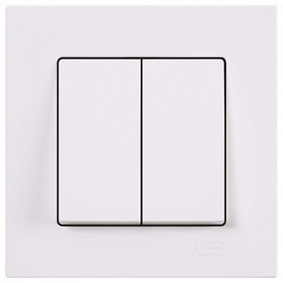 Выключатель двухклавишный Gunsan Eqona без подсветки белый