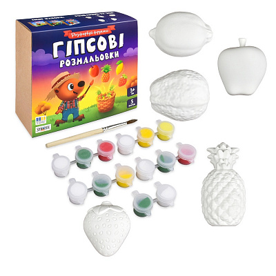 Набір для творчості Strateg Гіпсові розмальовки. Розфарбуй фрукти 30989