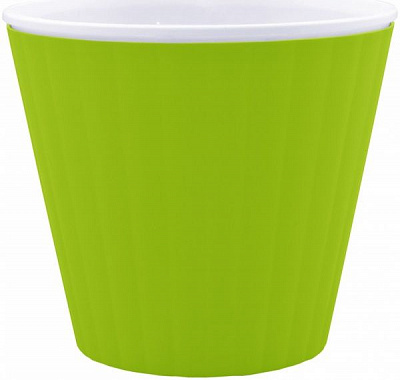 Горщик пластиковий Алеана Ібіс круглий 1л оливковий із білим