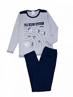Пижама для мальчиков Luna Kids Солнечная система р.146–152 серый с синим 0049 