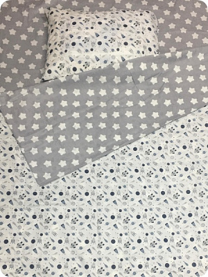 Комплект постельного белья Вселенная 1,5 белый с серым UP! (Underprice) 