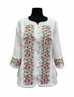 Блуза Галерея льна Клематис р. 56 белый с розовым 9043/56/101 