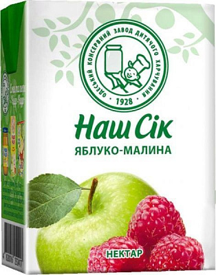 Сок Наш Сік Яблоко-малина 200 мл