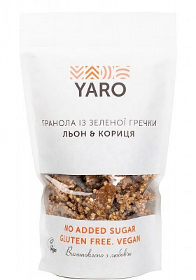 Гранола YARO із зеленої гречки Льон і кориця 200 г