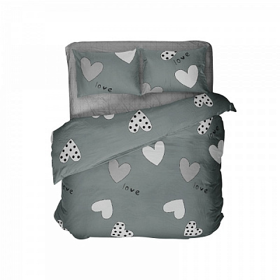 Комплект постільної білизни Love Dreams 2,0 сірий із зеленим La Nuit