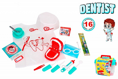 Игровой набор ТехноК Дантист 16 элементов в саквояже 7365