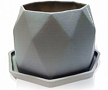 Горшок керамический Eterna PT 202-13,5 светло-серый матовый 20x20x13,5 см фигурный 2,5 л светло-серый матовый 