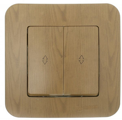 Вимикач прохідний двоклавішний Makel Lillium Natural без підсвітки 10 А 250В дуб