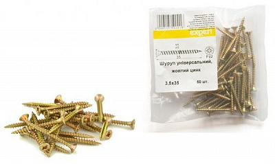 Шуруп универсальный потайная головка ЦЖ 3,5x35 мм 50 шт. желтый Expert Fix