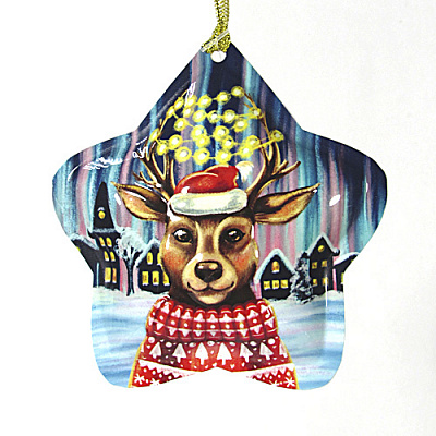 Ялинкова іграшка зірочка Олень 9 см