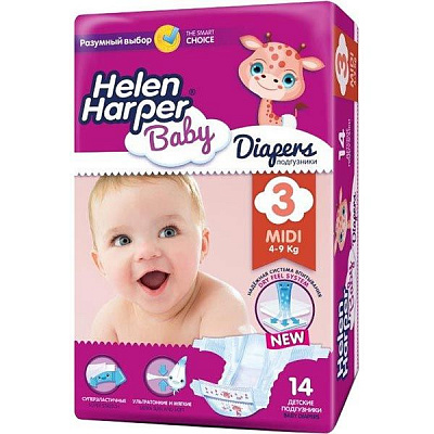 Підгузники Helen Harper Baby Midi 4-9 кг 14 шт