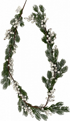 Гірлянда хвойна засніжена з білими ягодами 1,8 м