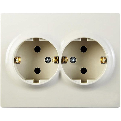 Розетка двойная с заземлением Underprice One без крышки крем 706-0303-127B