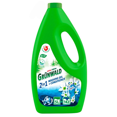 Гель для машинной и ручной стирки Grunwald 2 в 1 с кондиционером 5 л