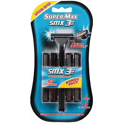 Бритва Super-Max со сменными картриджами 10 шт.