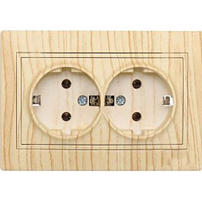 Розетка подвійна із заземленням Lezard Mira 16 А 250 В дуб вибілений матовий 701-5252-127В