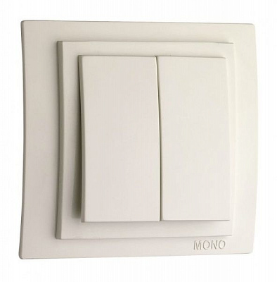 Вимикач двоклавішний Mono Larissa без підсвітки 10 А 250В крем 103-171725-102