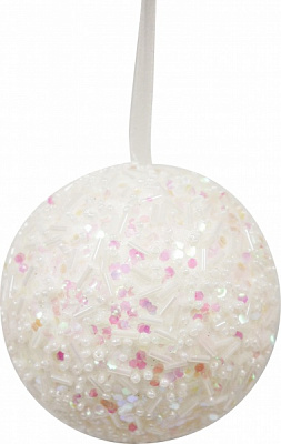 Шар новогодний Xinchang Trust-Worthy Import & Export Co Ежик-блестка 8 см T21-37 белый