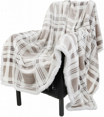 Плед двухсторонний Square 200x220 см белый с бежевым La Nuit 