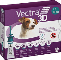 Капли CEVA от блох, клещей и комаров VECTRA 3D для собак весом 4-10 кг