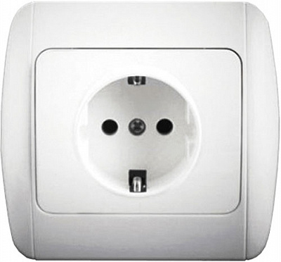 Розетка с заземлением Erste Classic без шторок белый 9201-42,W