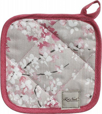 Прихватка Цветок розовый 20x20 см серый с розовым La Nuit 