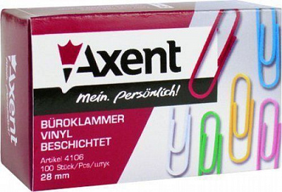 Скріпки кольорові 28 мм 100 шт. Axent