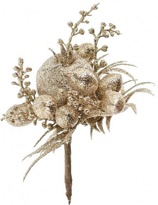 Композиція новорічна Ягоди золоті на стіку 18 см SL2040