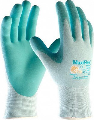 Рукавички ATG MaxiFlex Active захисні з вітаміном Е і алое вера з покриттям нітрил M (8) 34-824