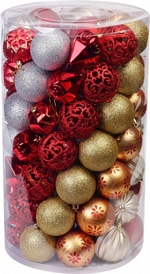 Набір ялинкових куль в асортименті d 80 мм 75 шт./уп.