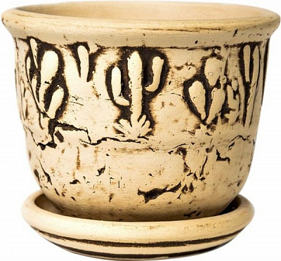 Горшок керамический Кактус круглый 1 л бежевый 