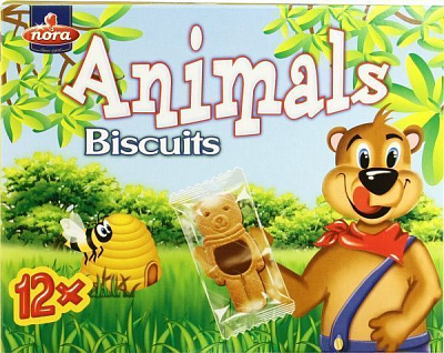 Печенье Nora Animals c медом и шоколадной начинкой 175 г (8717185472615) 