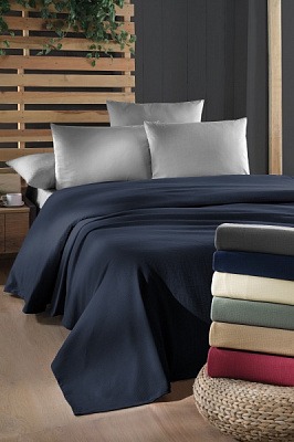 Комплект постільної білизни Pique 2 синій із сірим La Nuit