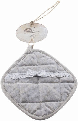 Прихватка White Rose з мереживом 16x16 см сірий Прованс