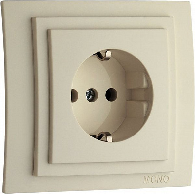 Розетка с заземлением Mono Larissa без шторок без крышки крем 103-171721-117