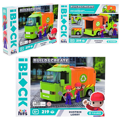 Игрушка-конструктор Shantou Kids hits IBLOCK JUNIOR Грузовик для сбора мусора 219 дет. KH17/005/1