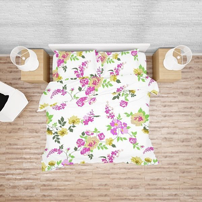 Комплект постельного белья Мальва 1,5 белый с принтом Rigel