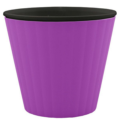 Горшок пластиковый Алеана Ибис круглый 2,3л сиреневый с черным (114036) 