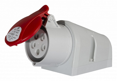 Розетка силовая с заземлением серый с красным IZN 1653