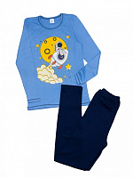 Піжама для хлопчиків Luna Kids Космонавт на ракеті р.134–140 синій із блакитним 0047 
